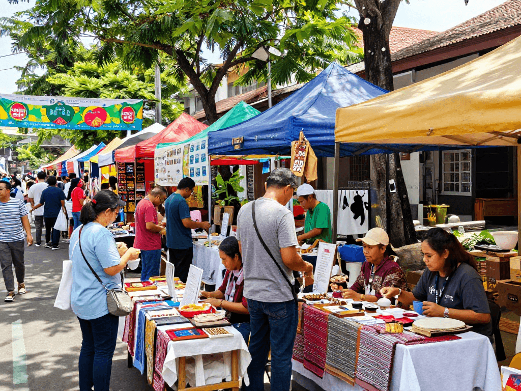 Explore the vibrant local market featuring "rokok 88" products and artisans celebrating creativity.